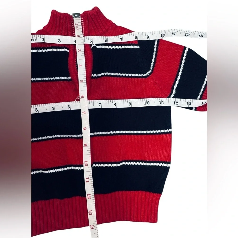 Toddler Boy Red & Black Striped Half-Zip Sweater (Size 2T)